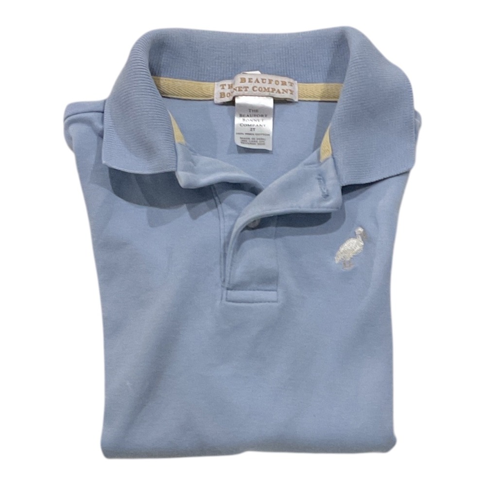 The Beaufort Bonnet Company Light Blue Pima Cotton Polo Shirt boys 2T Bird Logo